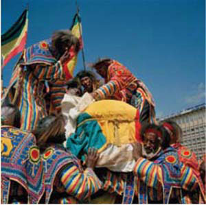 Patriots carying the coffin of Emperor Haile Selassie